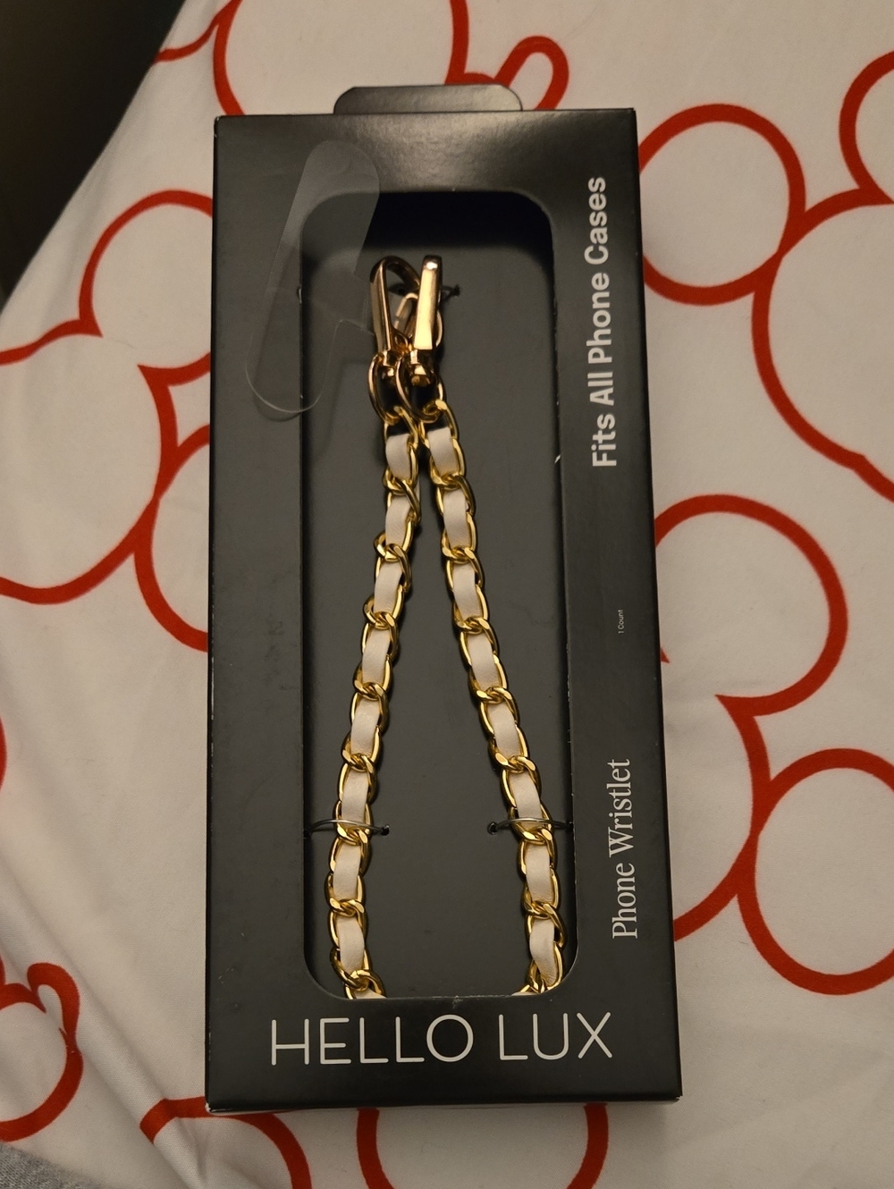 Gold and White Chain Phone Wristlet